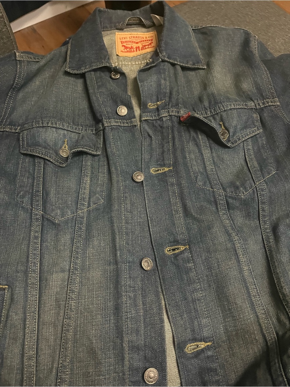 Levi's Strauss Blue Denim WPL-423 CA00342 Trucker Jean Jacket Men's Large
